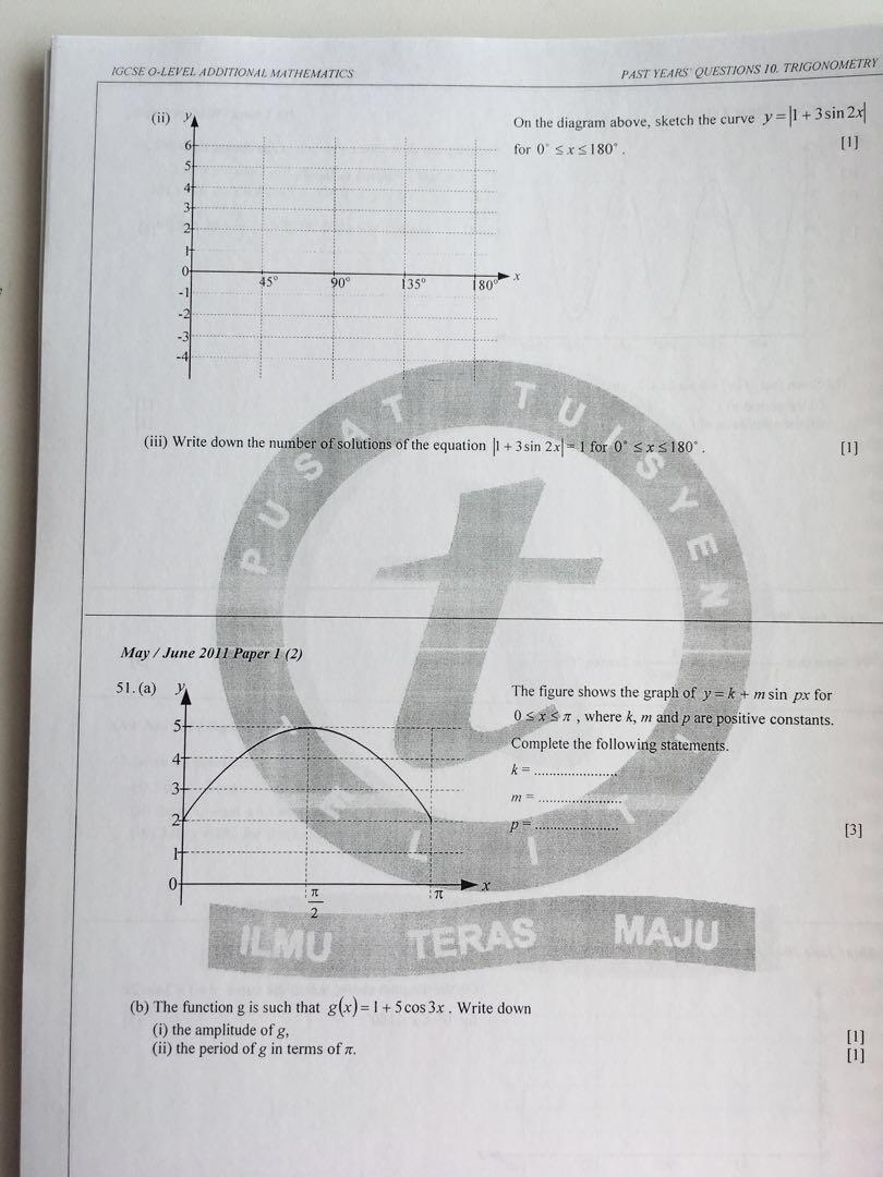 Igcse O Level Additional Mathematics Paper 1 2 Topical Past Year Question S Hobbies Toys Igcse O Level Additional Mathematics Paper 1 2 Topical Past Year Question S Hobbies Toys