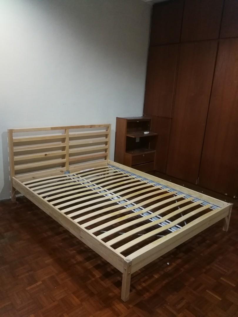 Ikea Queen Bed Frame Slatted Base 150x200cm Home Ikea Queen Bed Frame Slatted Base