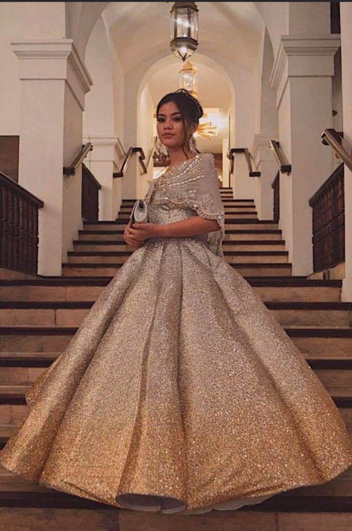 silver filipiniana gown