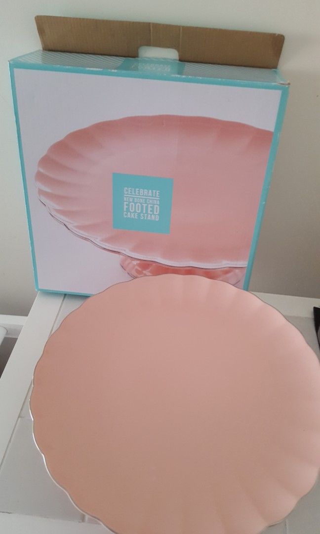 New Bone China Pink Footed Cake Stand From Target Australia Home Appliances Kitchenware On Carousell