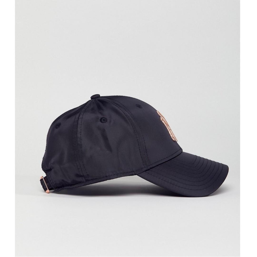 new era 9forty exclusive black cap with rose gold ny