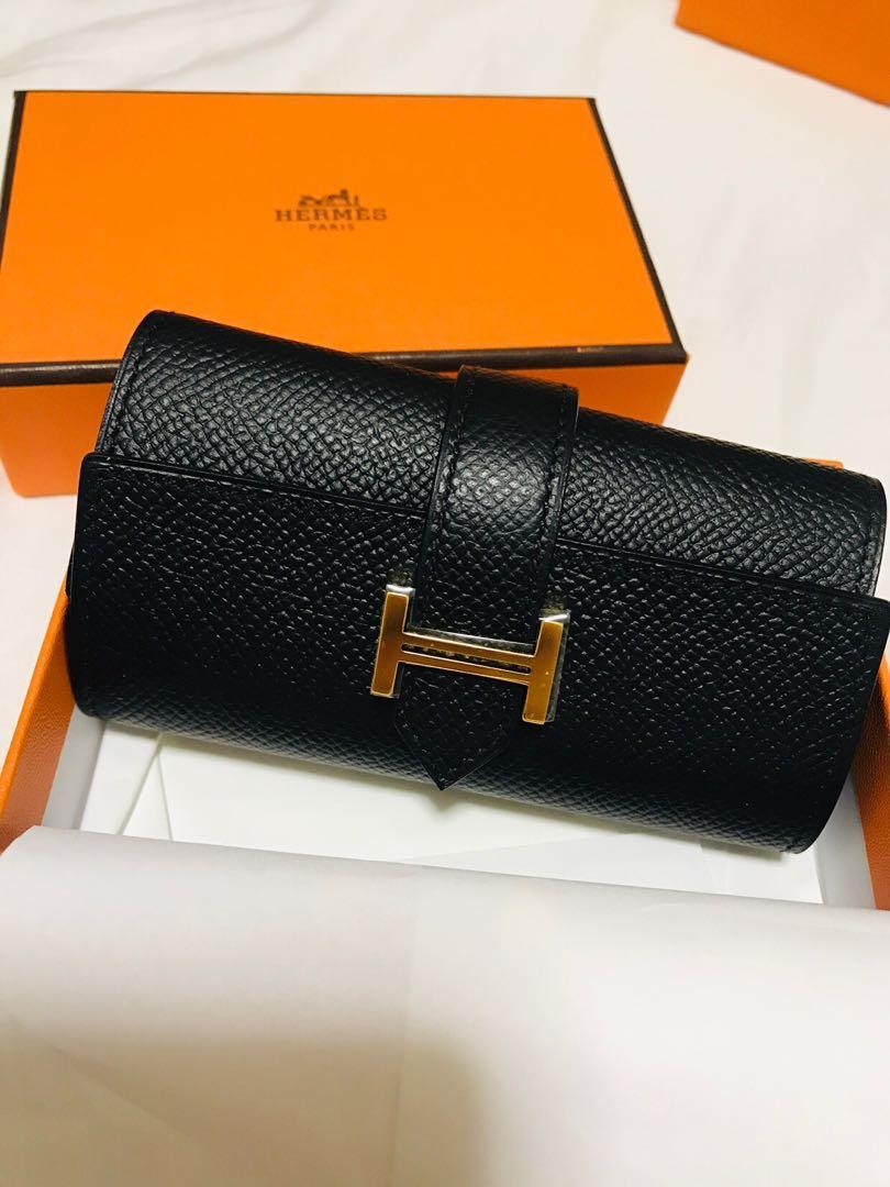 NEW HERMES BEARN KEY HOLDER BLACK GHW 黑金, 名牌, 袋 & 銀包 Carousell