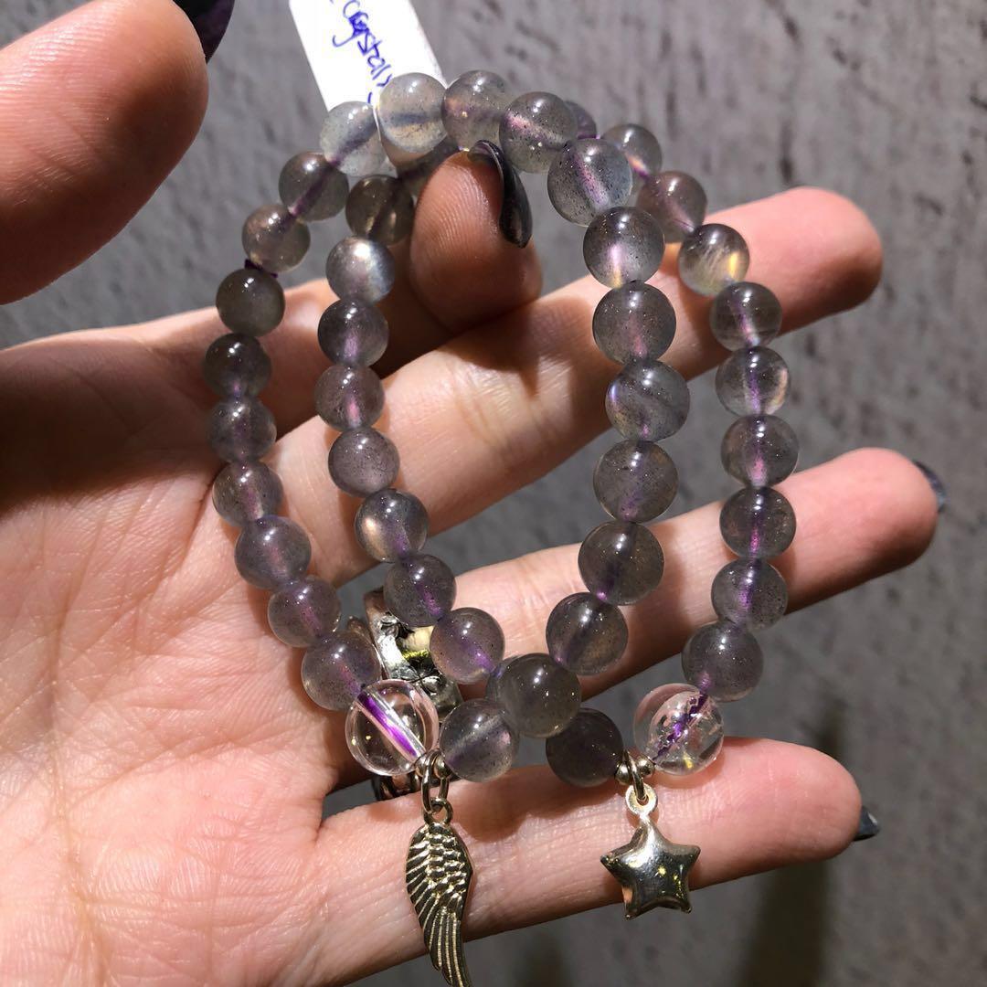 Purple Sheen Labradorite 100 Natural Crystal Women S Fashion Jewellery Bracelets On Carousell