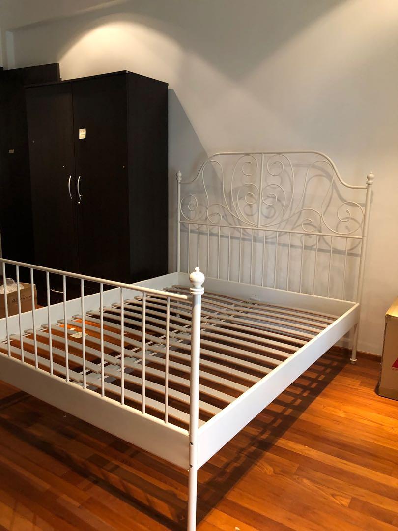 Queen Ikea metal bed frame, Furniture & Home Living, Furniture, Bed