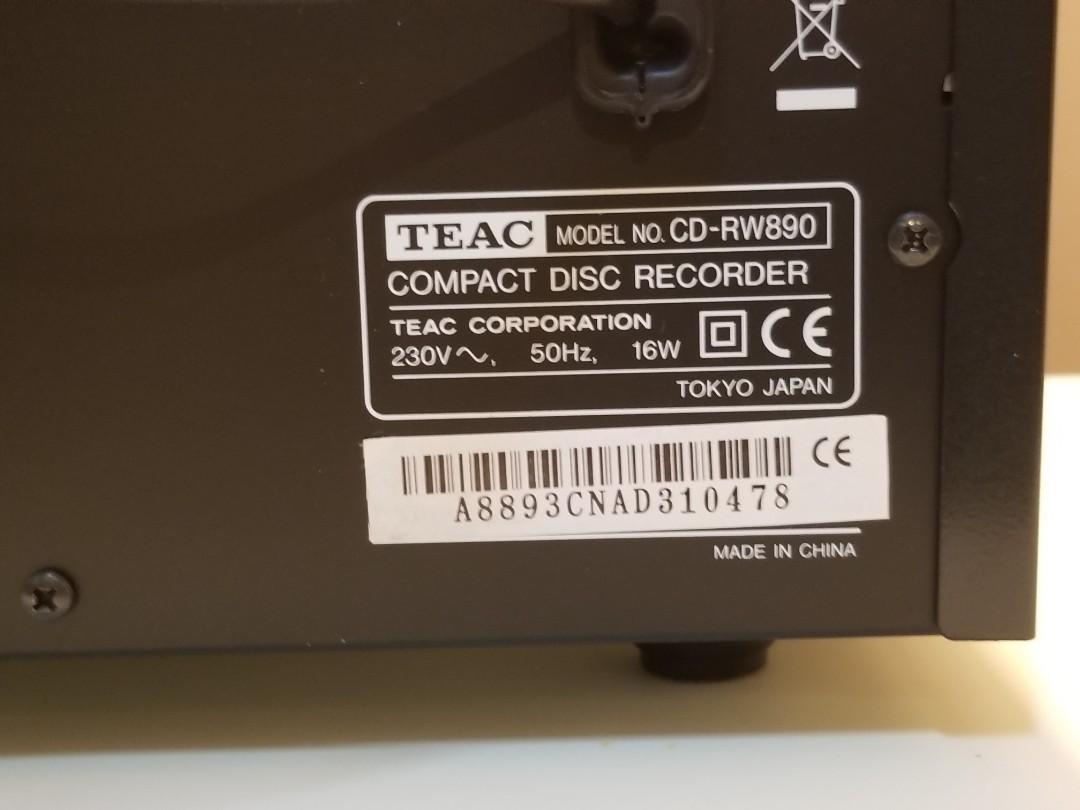 TEAC CDRW 890 Compact Disc Recorder, 音響器材, 音樂播放裝置 MP3及CD Player