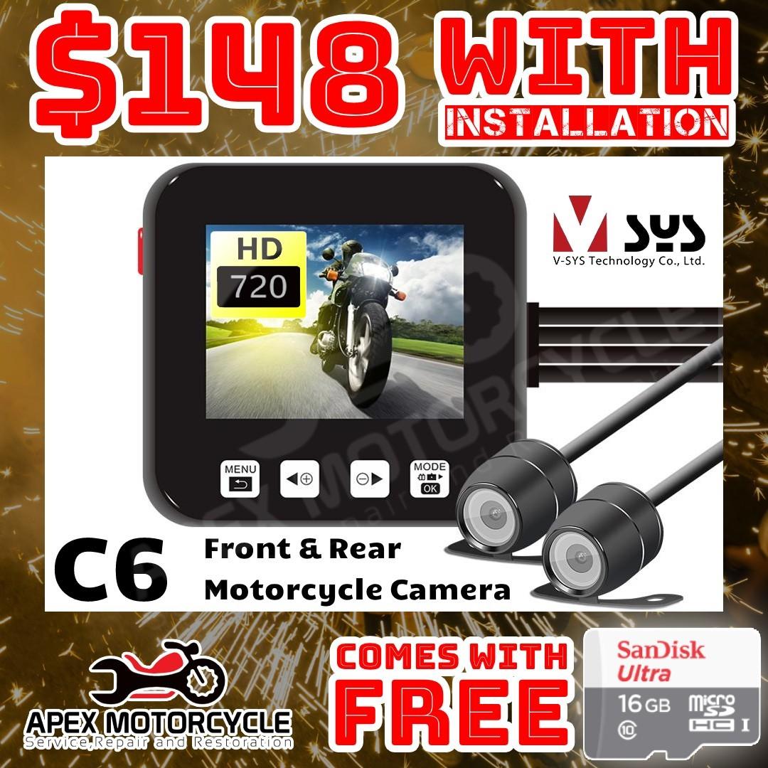 Vsys C6 Motorcycle Camera Front Rear. Suitable for ALL bikes