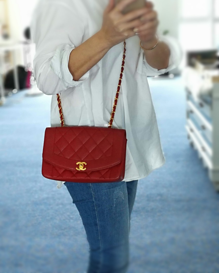 AUTHENTIC CHANEL Diana Mini 7.5 Flap Bag with Bijoux chain, Luxury