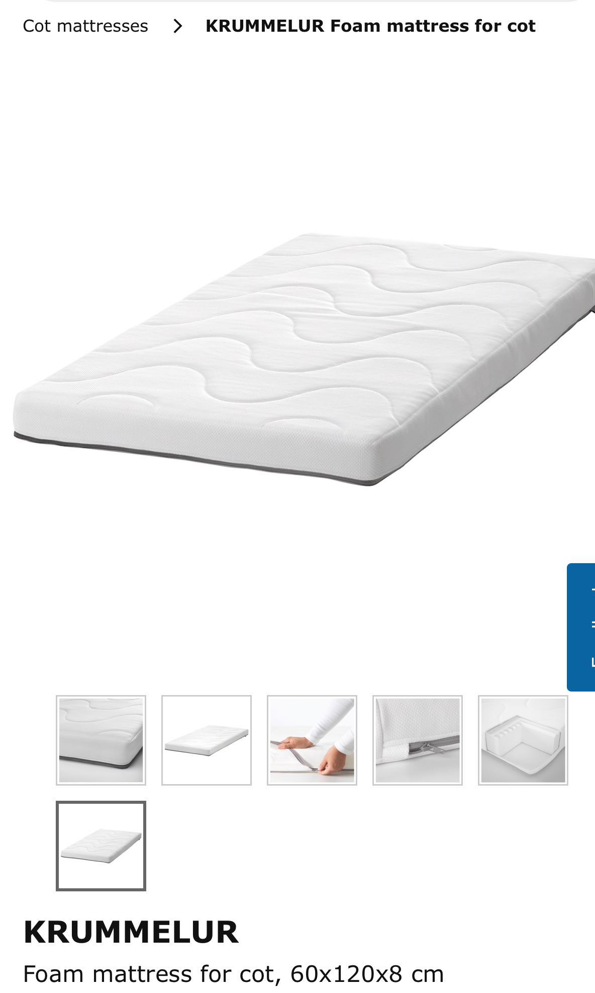 krummelur foam mattress for cot