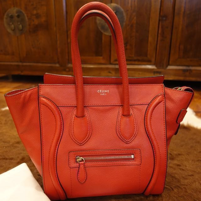 Red celine luggage discount bag