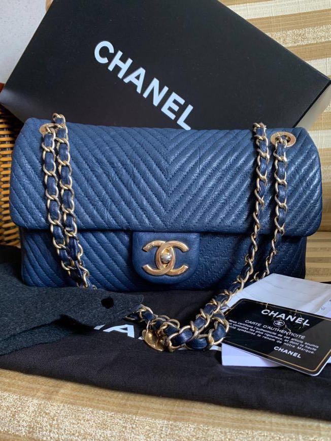 Chanel herringbone chevron flap bag Luxury Bags Wallets on