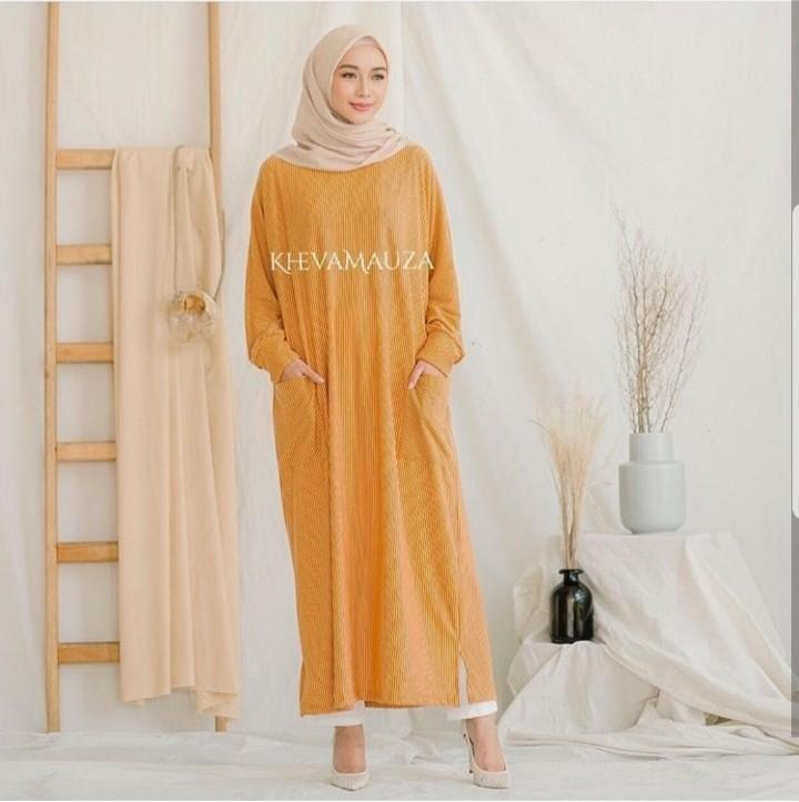 Davina Long Tunik Green Fesyen Wanita Muslim Fashion Gaun Di Carousell