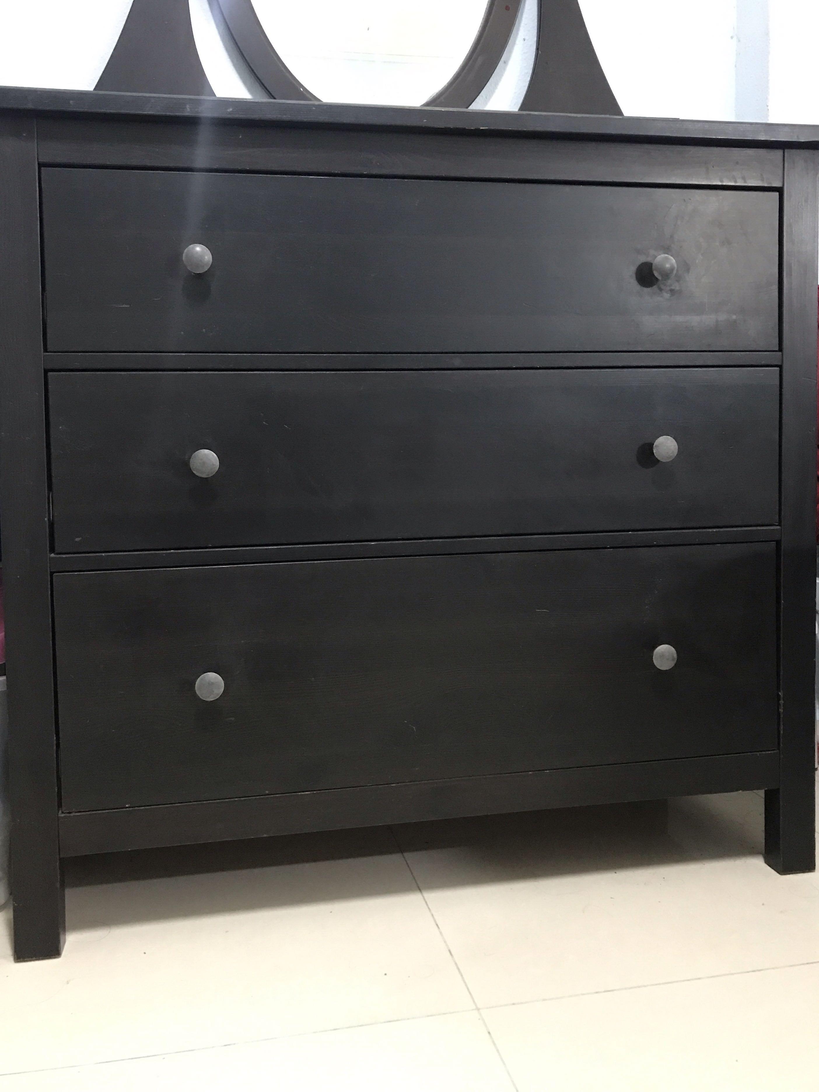 Hemnes Chest Of 3 Drawers Brown Black Furniture Shelves