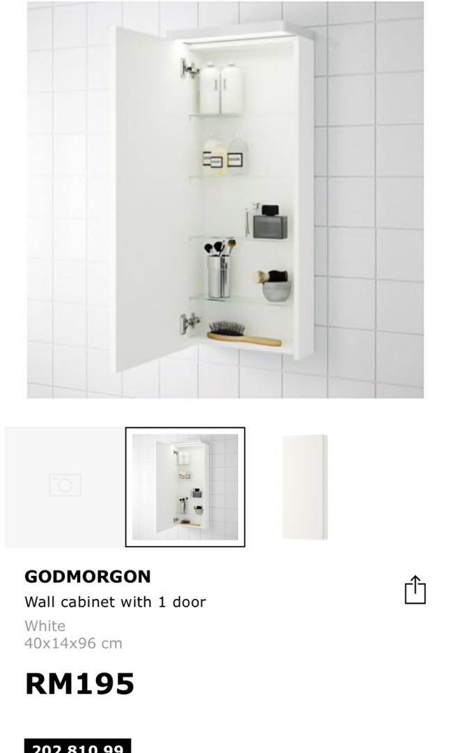 Ikea Wall Cabinet Godmorgon Rumah Perabot Perabot Di Carousell