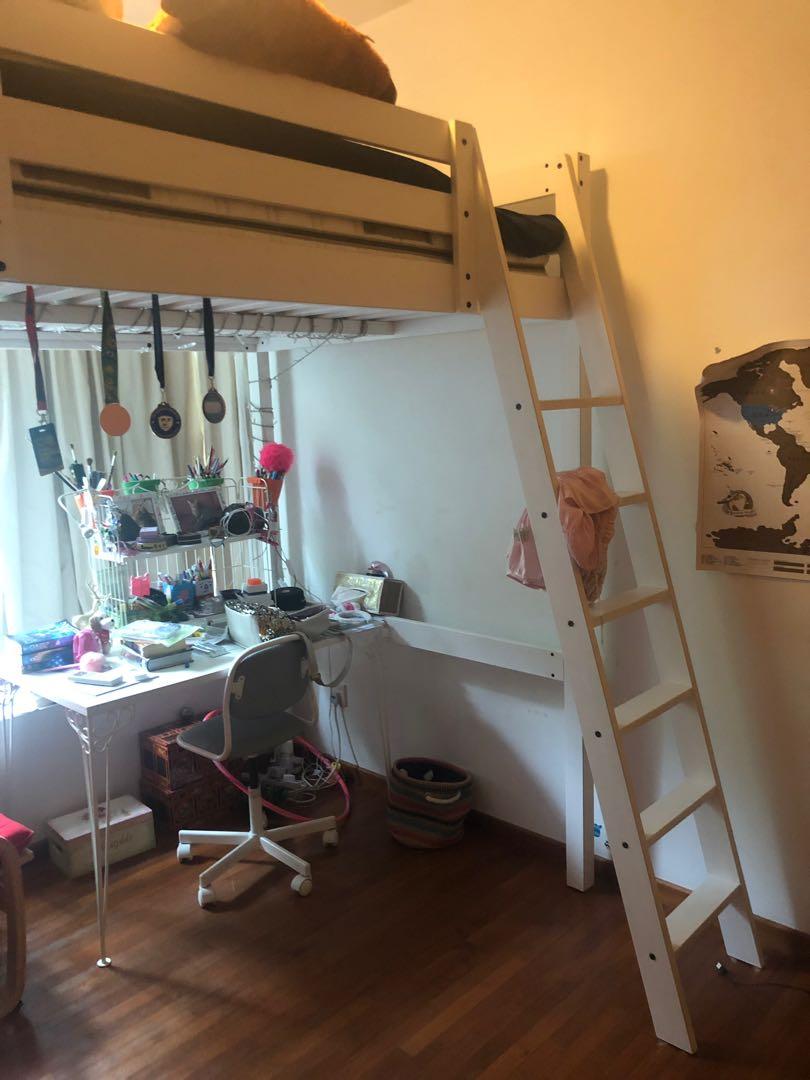 Loft Bed Ikea 150cm Wide W Mattress Furniture Beds Mattresses On Carousell