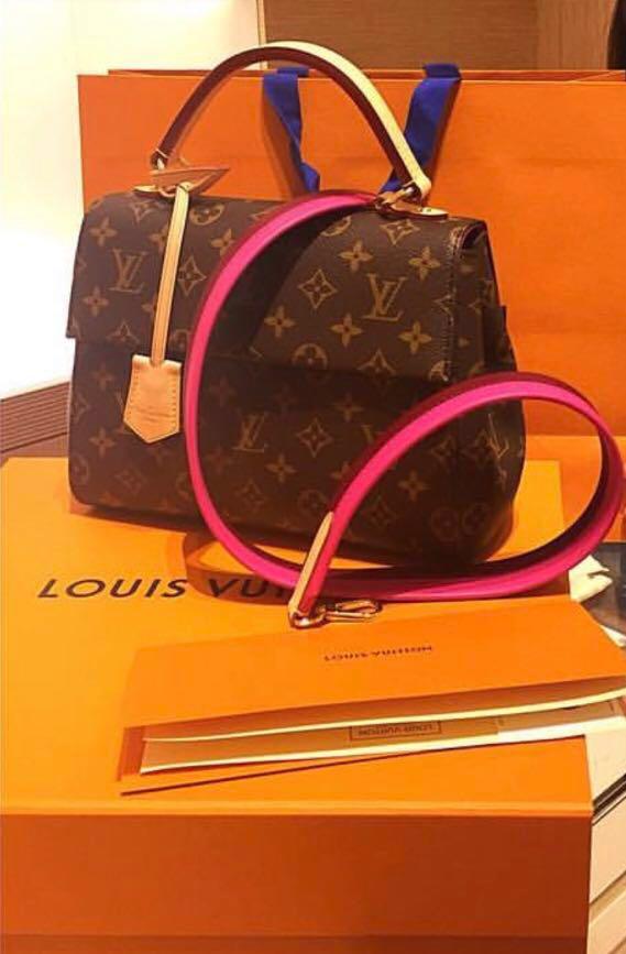 Louis Vuitton Orange/Pink Leather Shoulder Strap - Yoogi's Closet