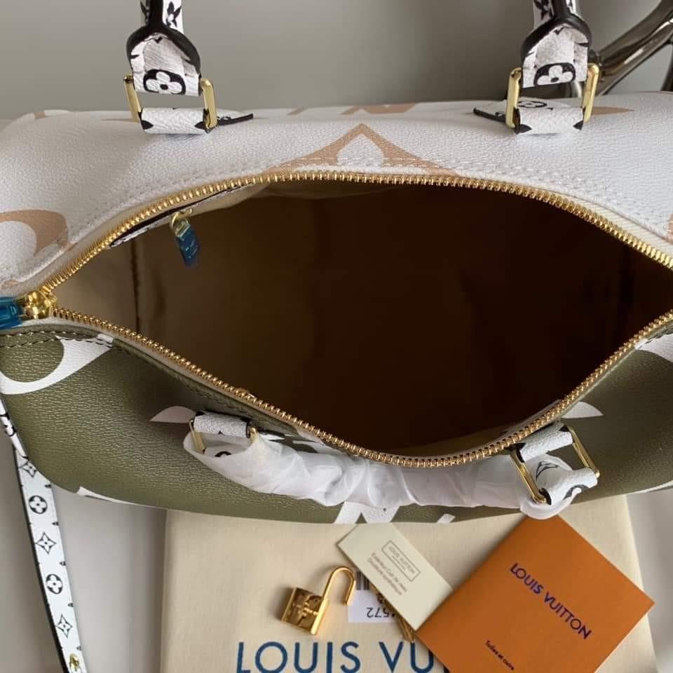 Louis Vuitton, Bags, Authentic Louis Vuitton Speedy 3 Bandouliere Giant  Monogram Khaki Greenwhite