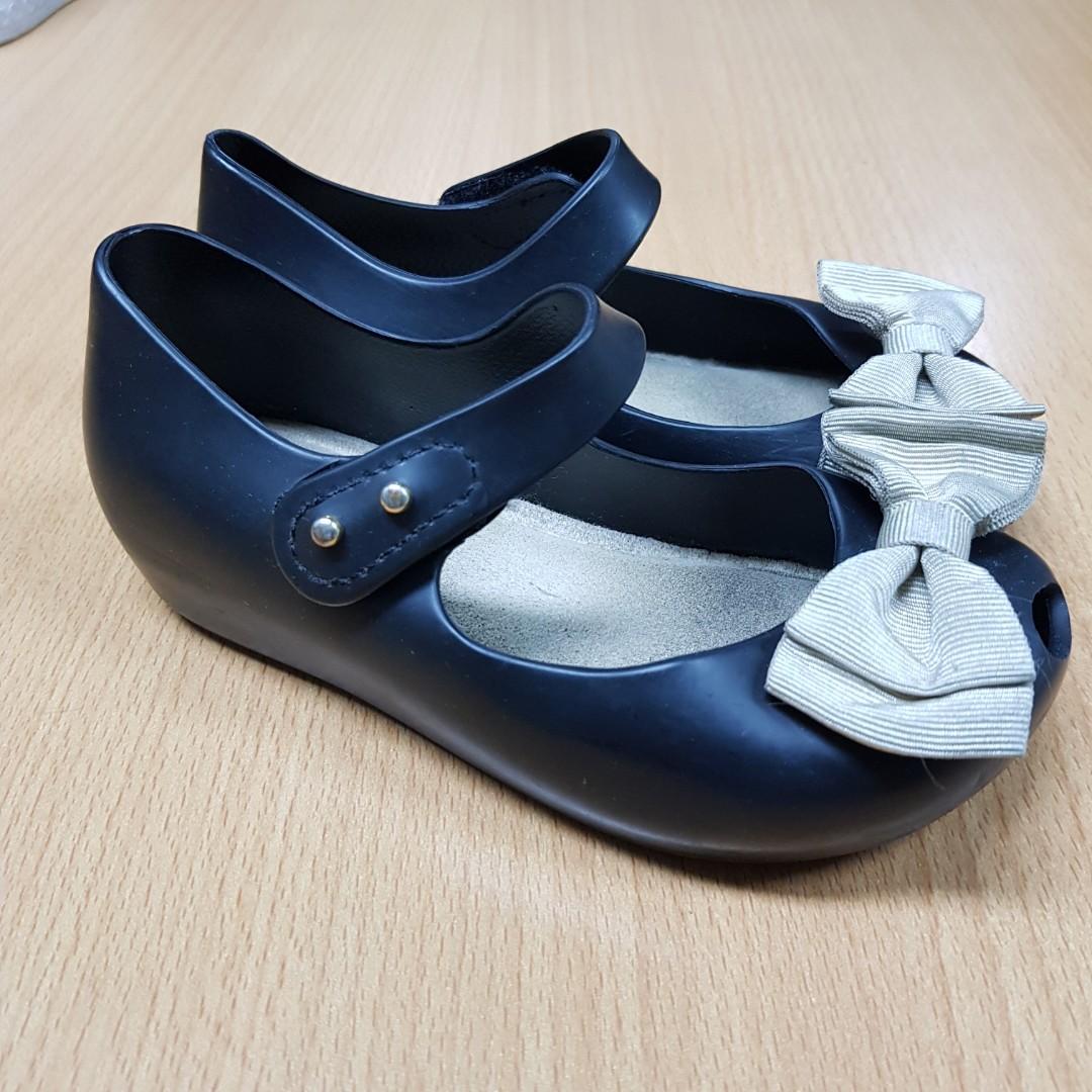 mini melissa black bow shoes