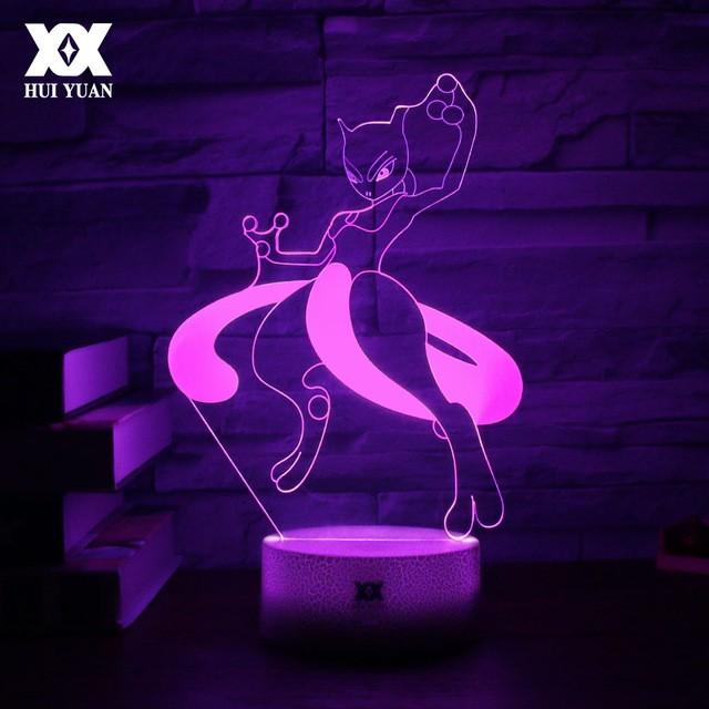 New Led Cool Multicolor Pokemon Mewtwo 3d Lamp Creative Night