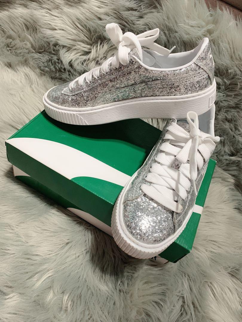 puma silver glitter sneakers