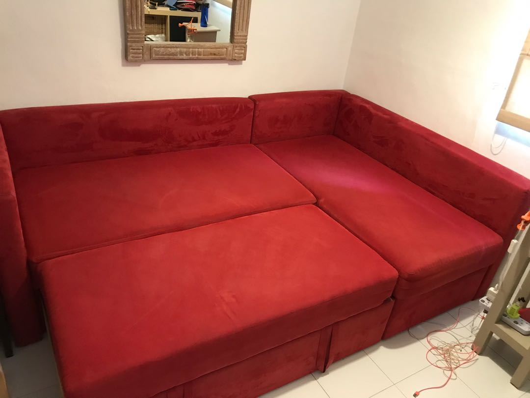 Red Sofa Bed, Furniture & Home Living, Furniture, Sofas on Carousell