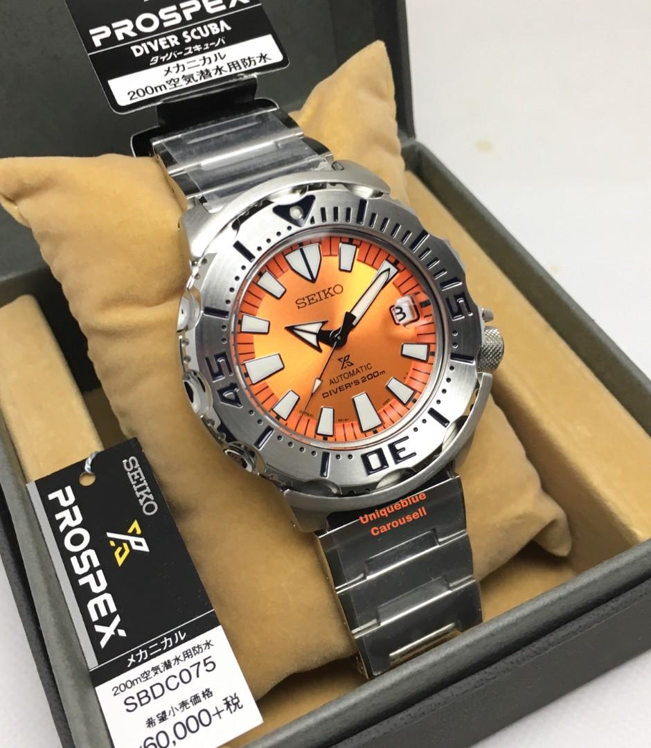 Sold Seiko SBDC075 Prospex Monster Orange Date Cyclops Lens Scuba Diver Sunbrust Dial Made In japan Mobile Phones Gadgets Wearables Smart Watches on Carousell