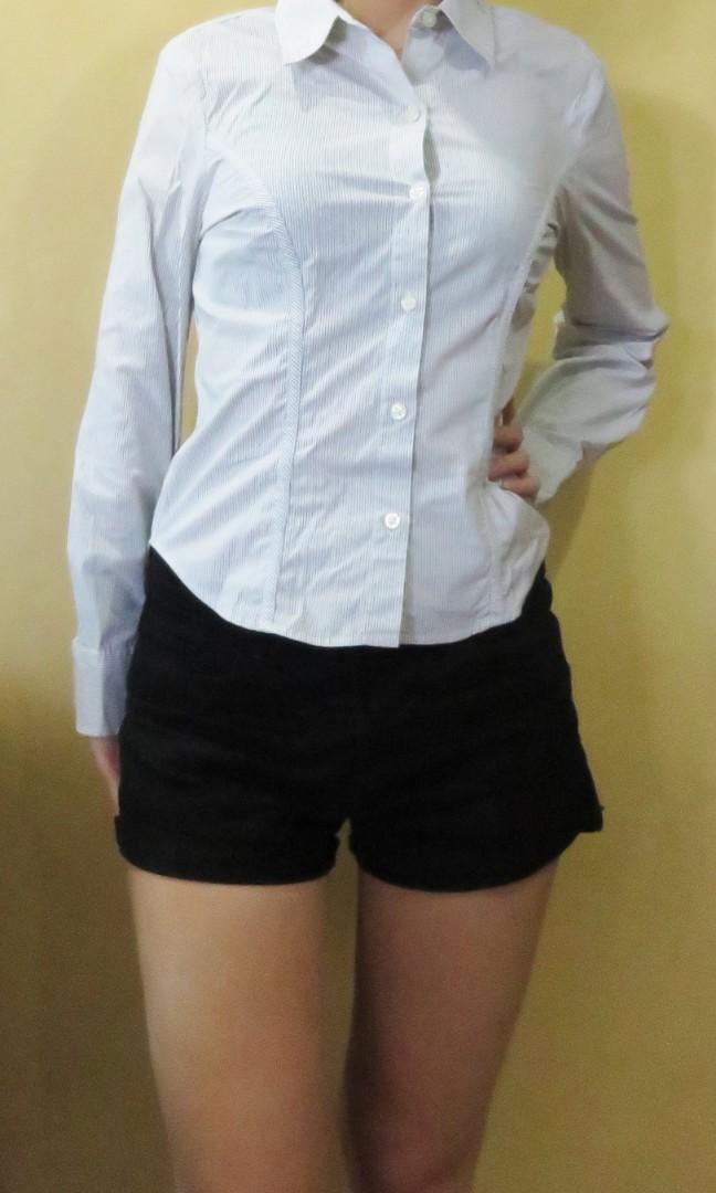 Striped Polo Long Sleeved Shirt (Category: Longsleeves) located in Quezon City. Submitted by rosey2018 (Listing ID 229517963, Image 2). Description: White and blue pin striped polo shirt. Stretch. 63% Cotton. 33% Nylon. 4% Spandex. #caroujune.