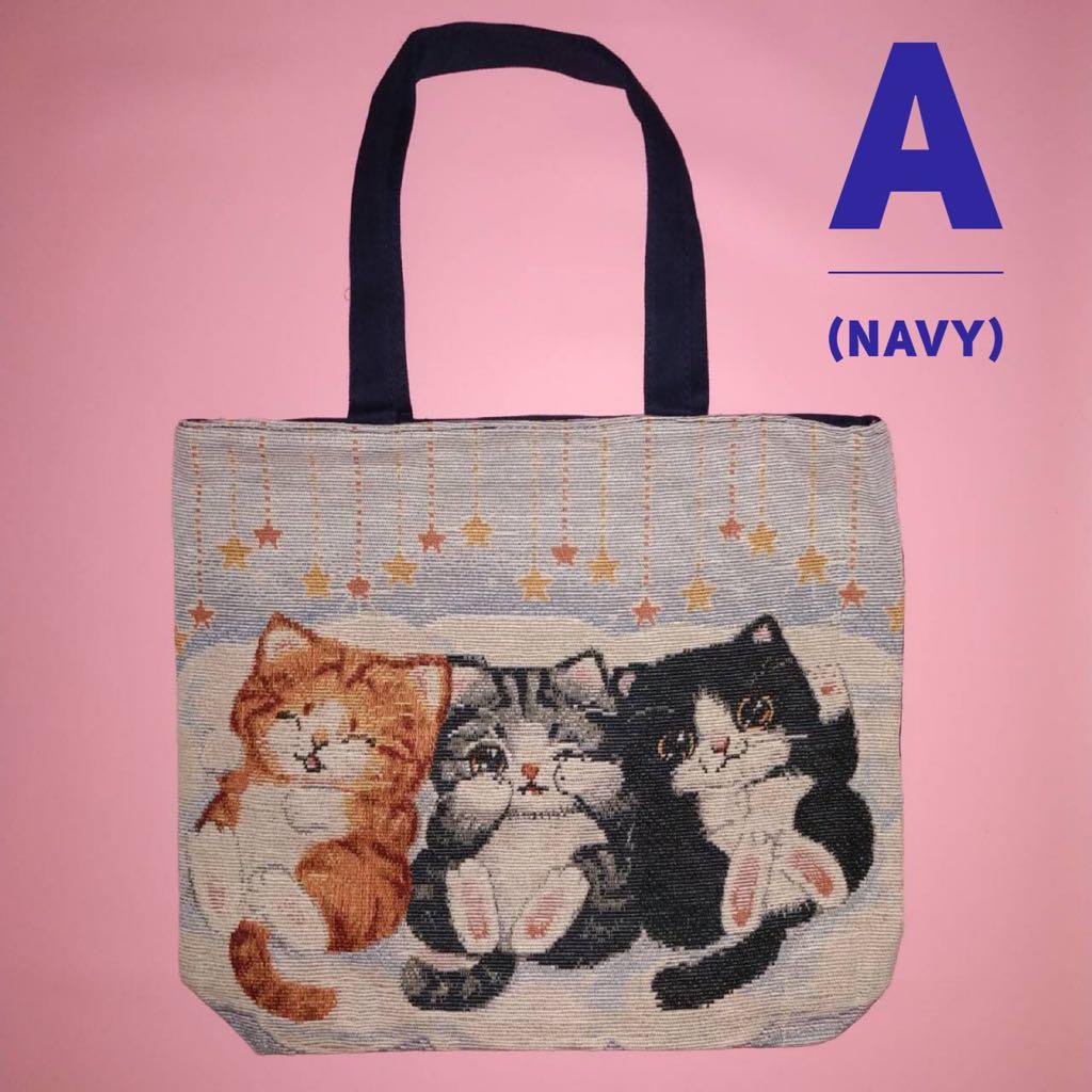 Tas Tote Bag Kanvas Premium Besar Motif Kucing Women S Fashion