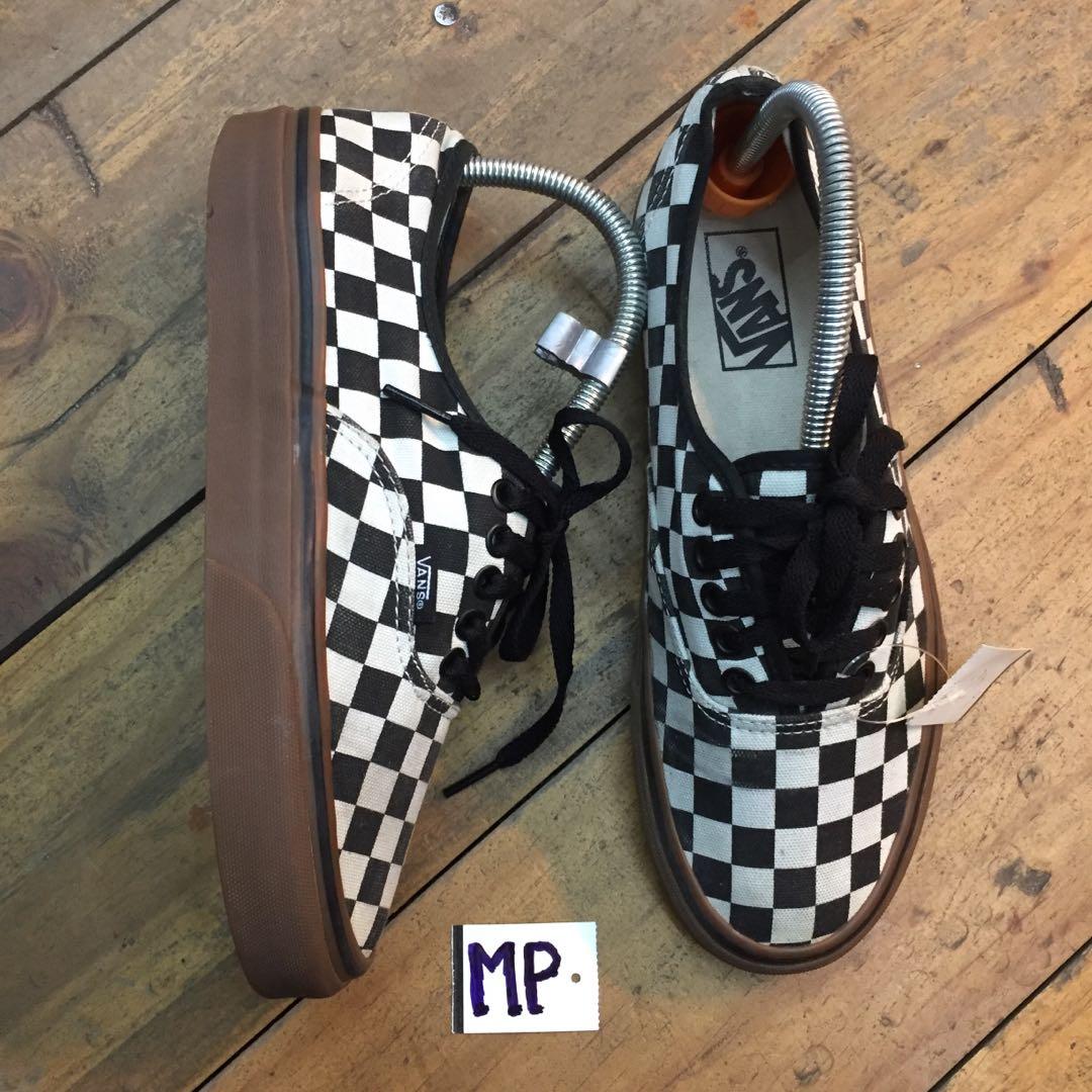 Vans authentic checkerboard gum sale sole