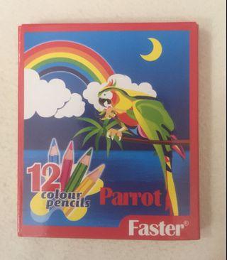 BNIB 12 Pieces Faster Parrot Colour Pencils