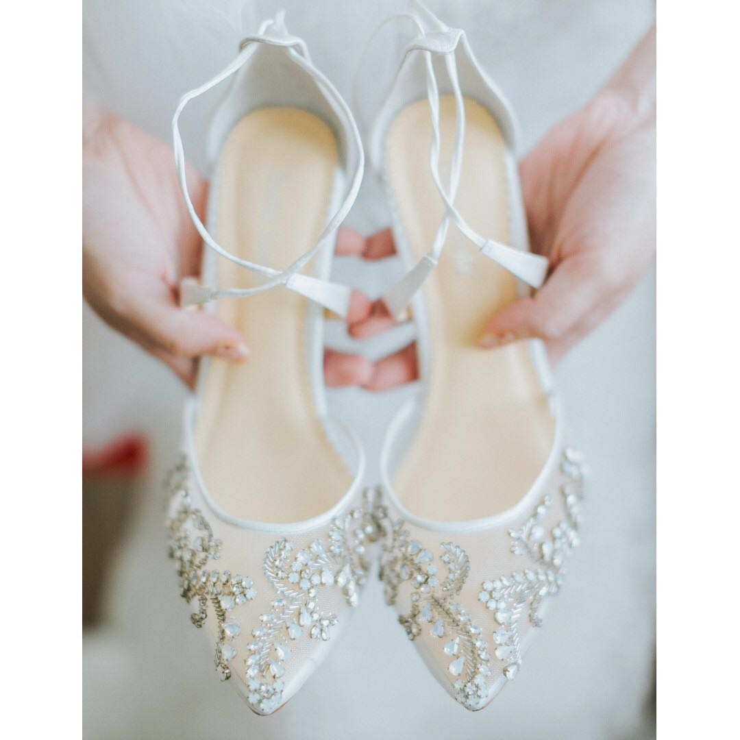 embellished ivory heels