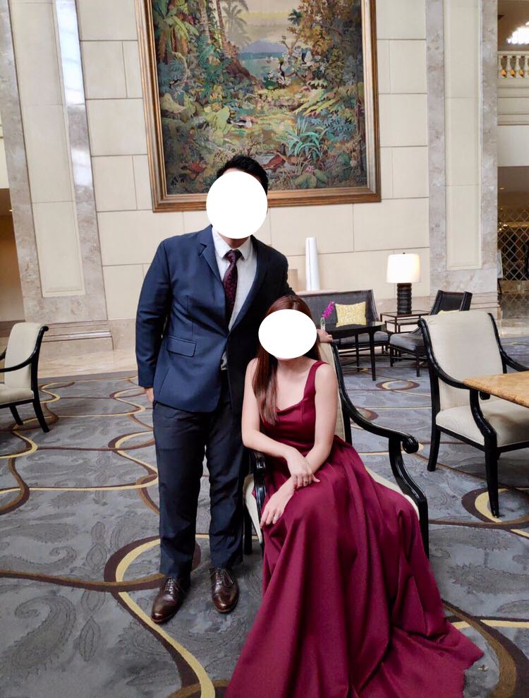 Burgundy Maroon Red Neoprene ball gown 