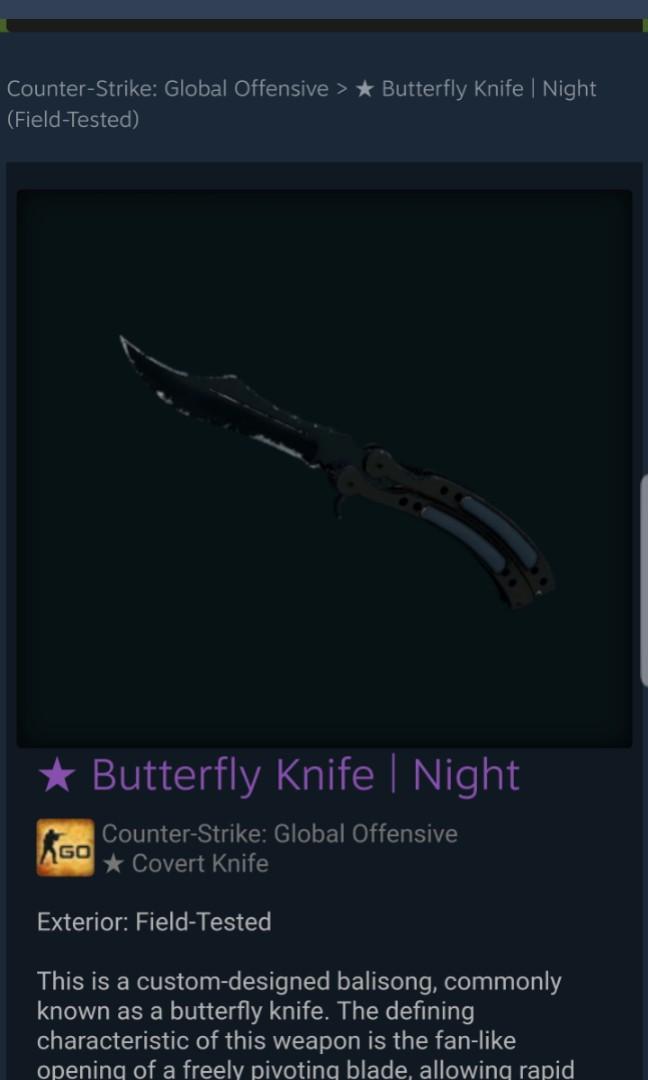 Butterfly knife night (FT) LOW FLOAT 0.16, Video Gaming, Gaming