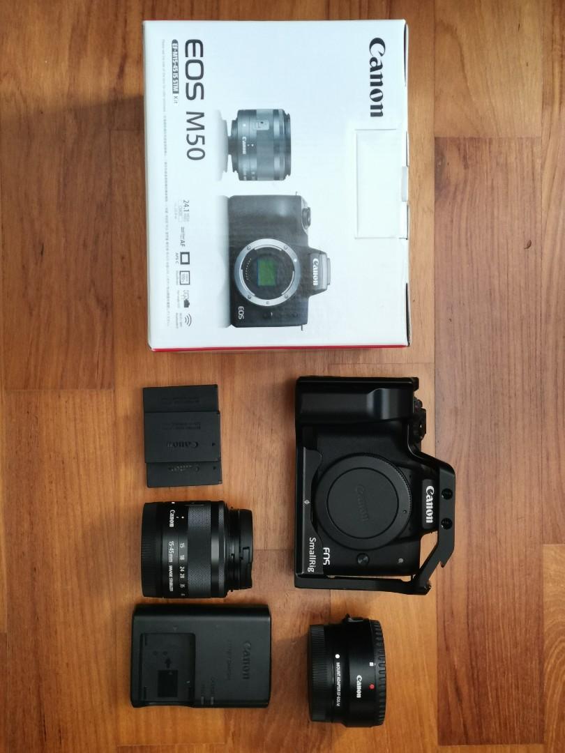 Canon Eos M50 With Kit Lens Eos Ef Adapter Small Rig Cage