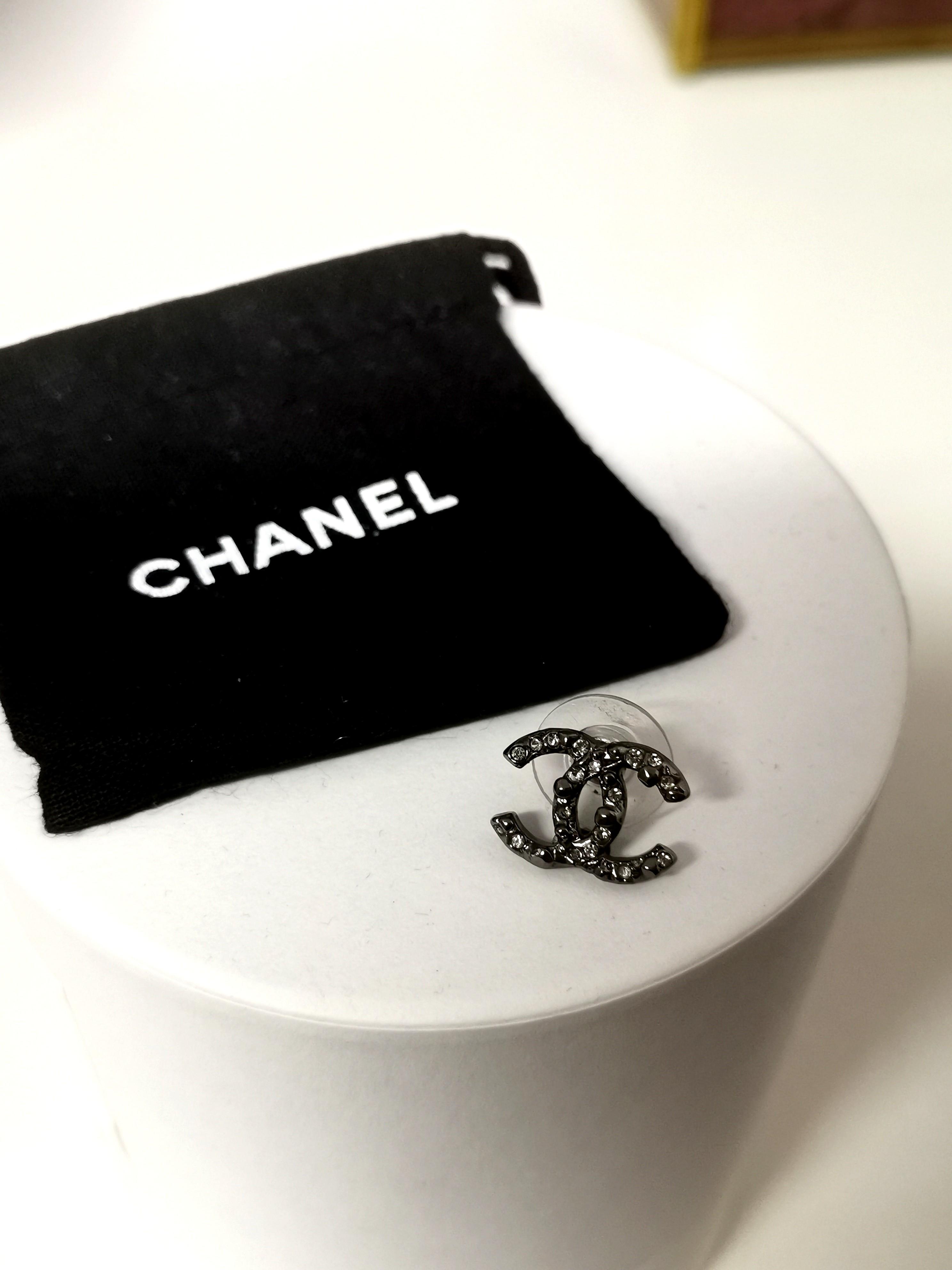 Chanel gunmetal earrings Clearance