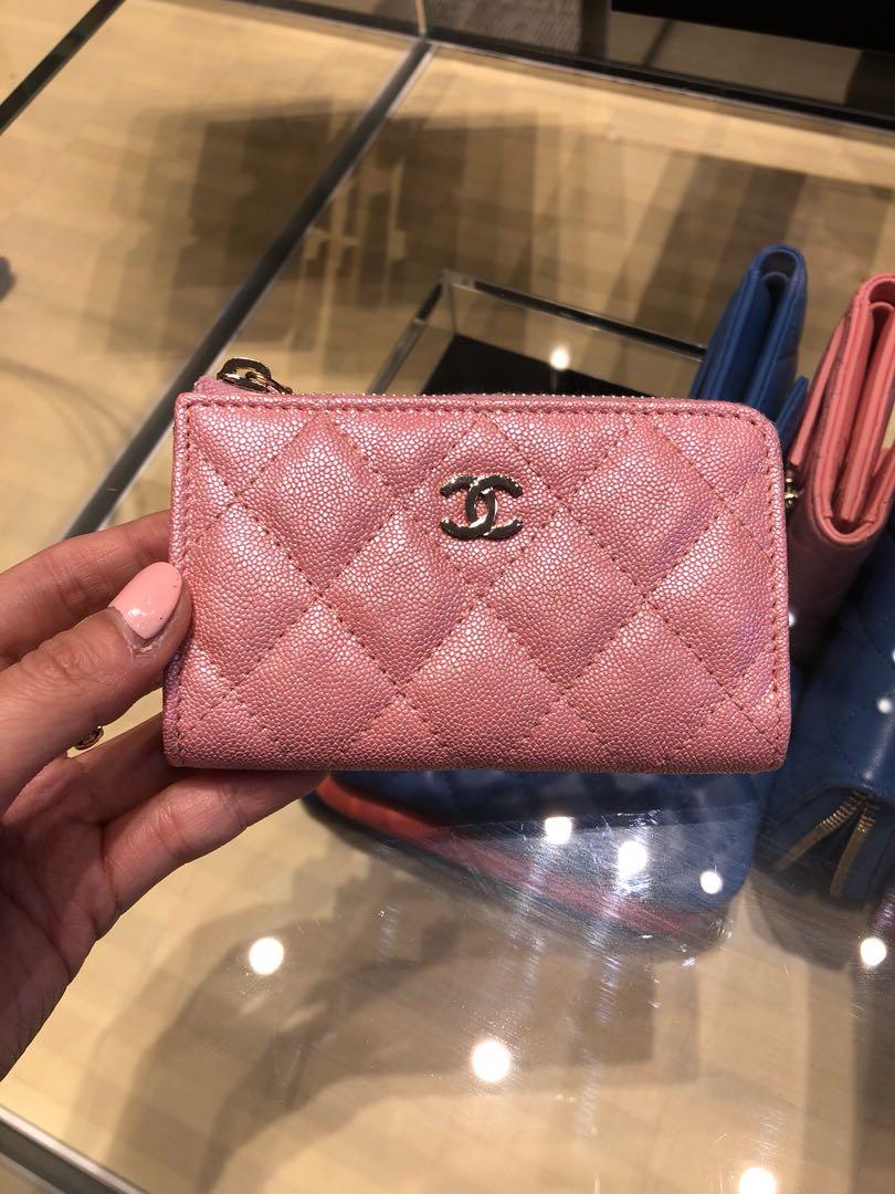 Chanel iridescent pink card key holder