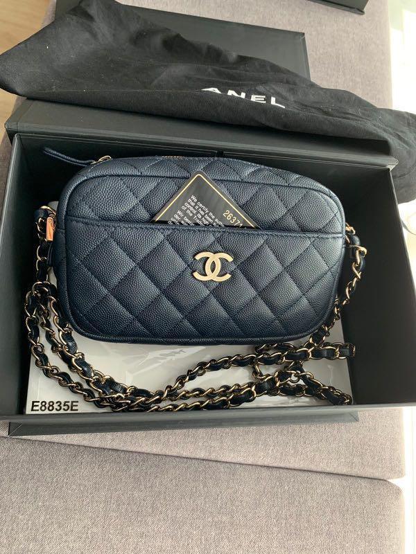 chanel camera bag blue