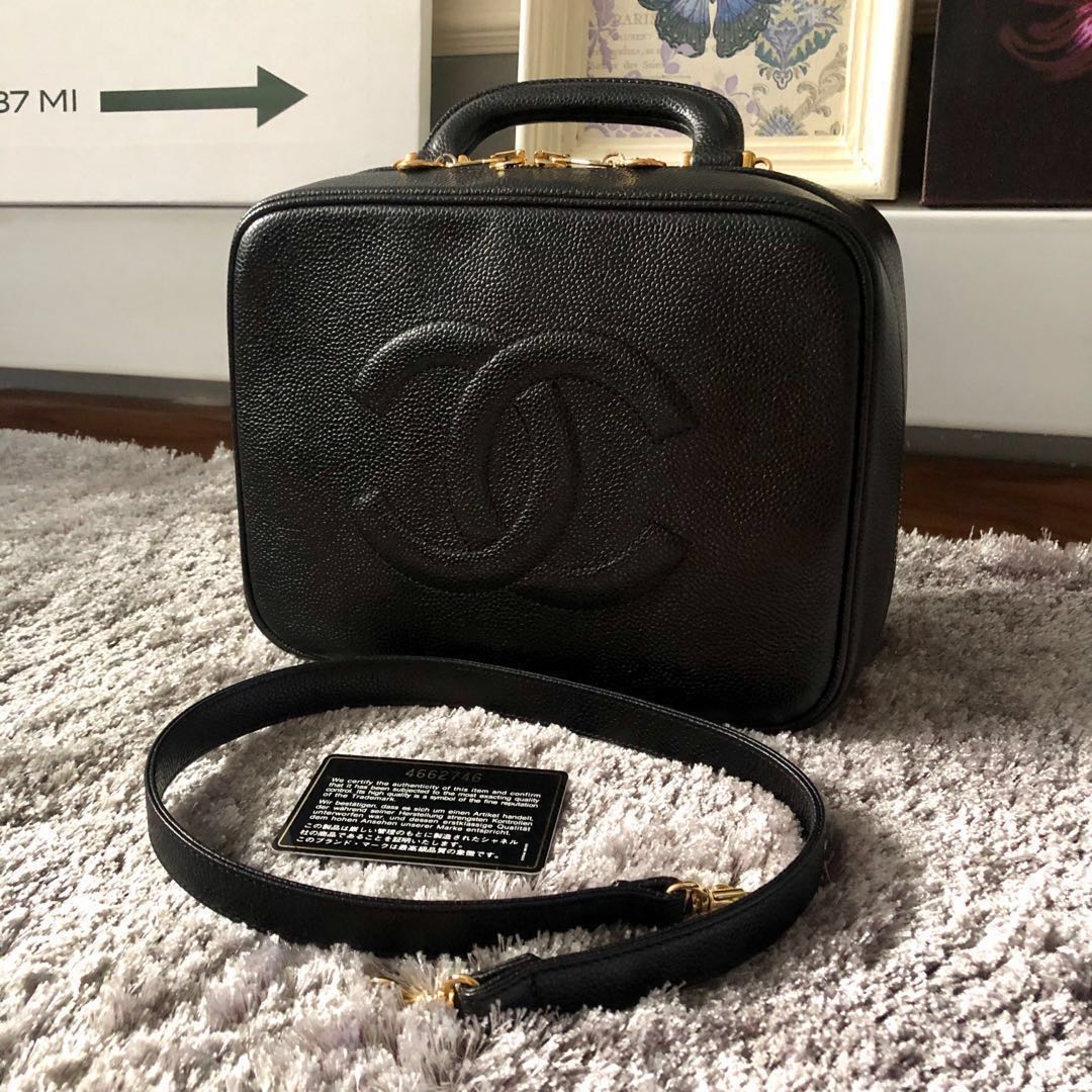 Chanel Vintage Black Caviar Classic Vanity Box Bag, Women's