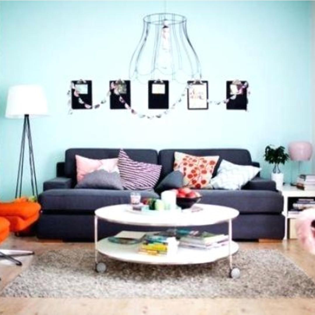 Coffee Table White Round Modern Glass Wheels Ikea Strind Furniture Tables Chairs On Carousell