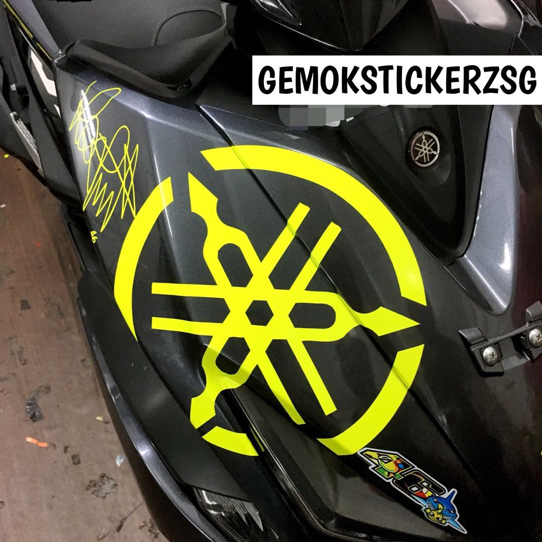 FLUORESCENT YELLOW YAMAHA LOGO CUSTOM DECAL, Motorcycles, Motorcycle