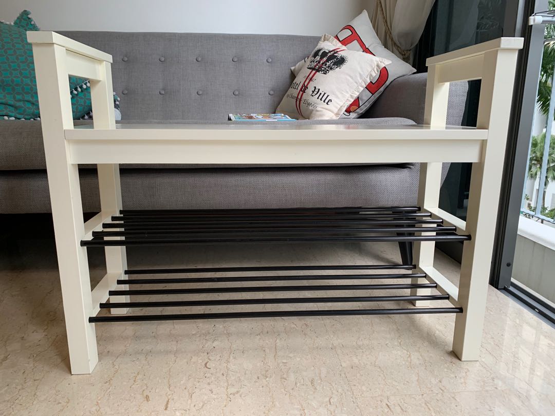 IKEA HEMNES bench with shoe storage, shoe rack, Furniture & Home Living