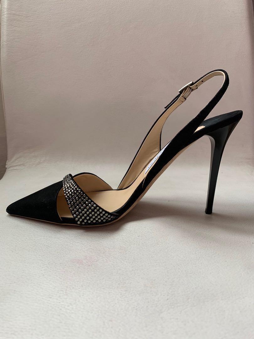 Jimmy Choo Black Leather Heels Shoes. Authentic. Nt Prada
