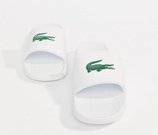 lacoste fraisier croc sliders in white