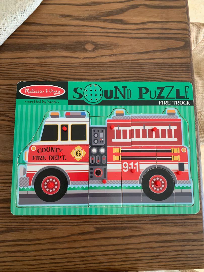Melissa & Doug 3721 Fire Truck Wooden Chunky Puzzle 18 Pcs
