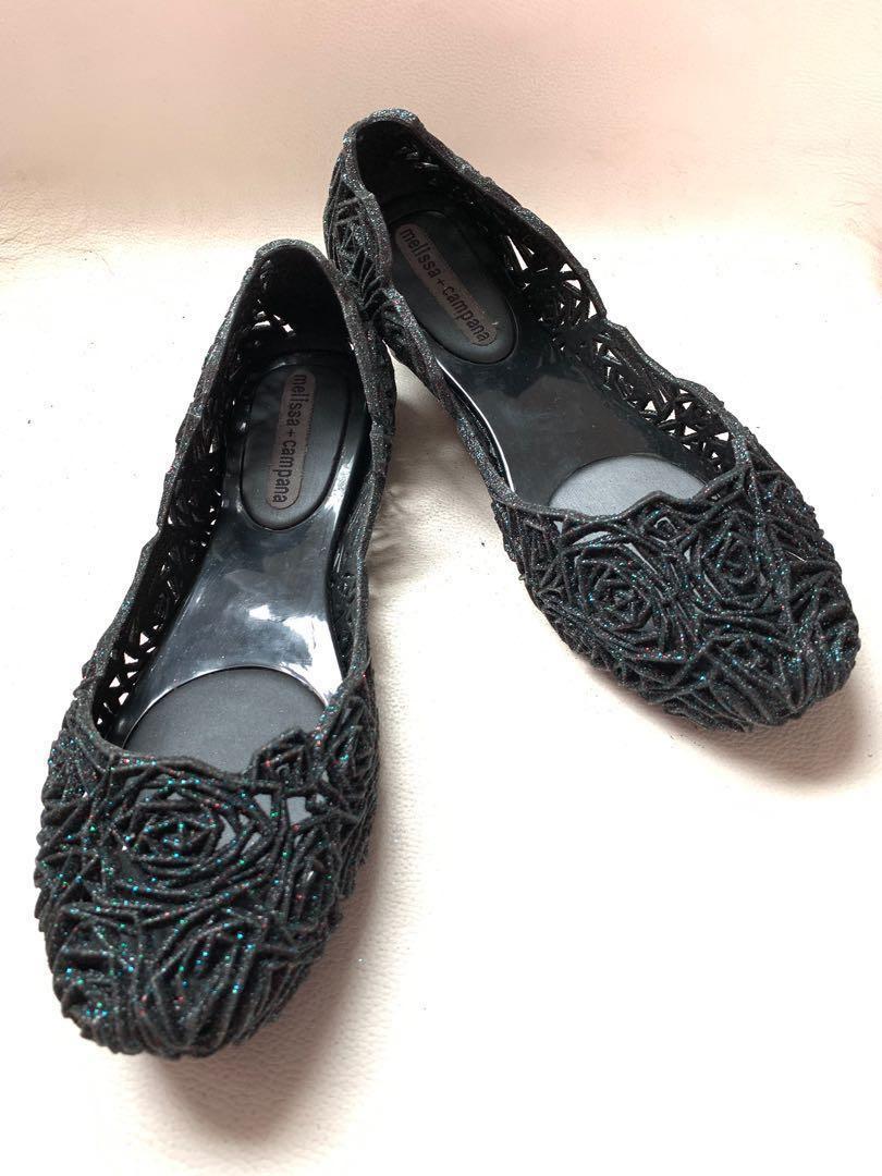 black glitter flats