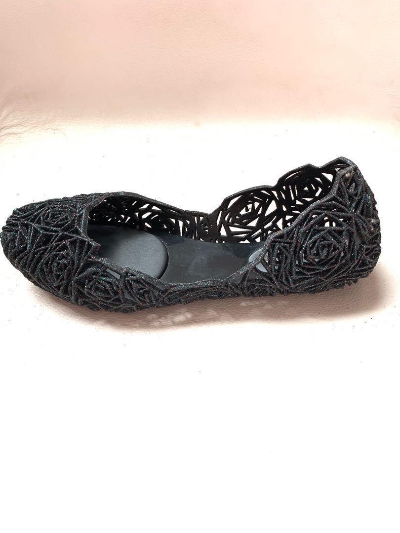 Melissa Campana Fitas II. Shoes Flats. Authentic. Black Glitter