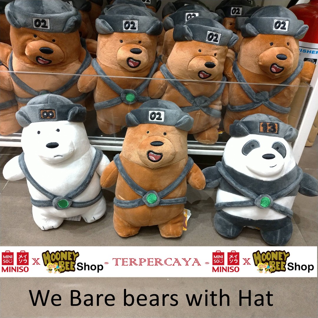 Miniso Boneka We Bare Bears With Hat Plush Toy Original Dijamin