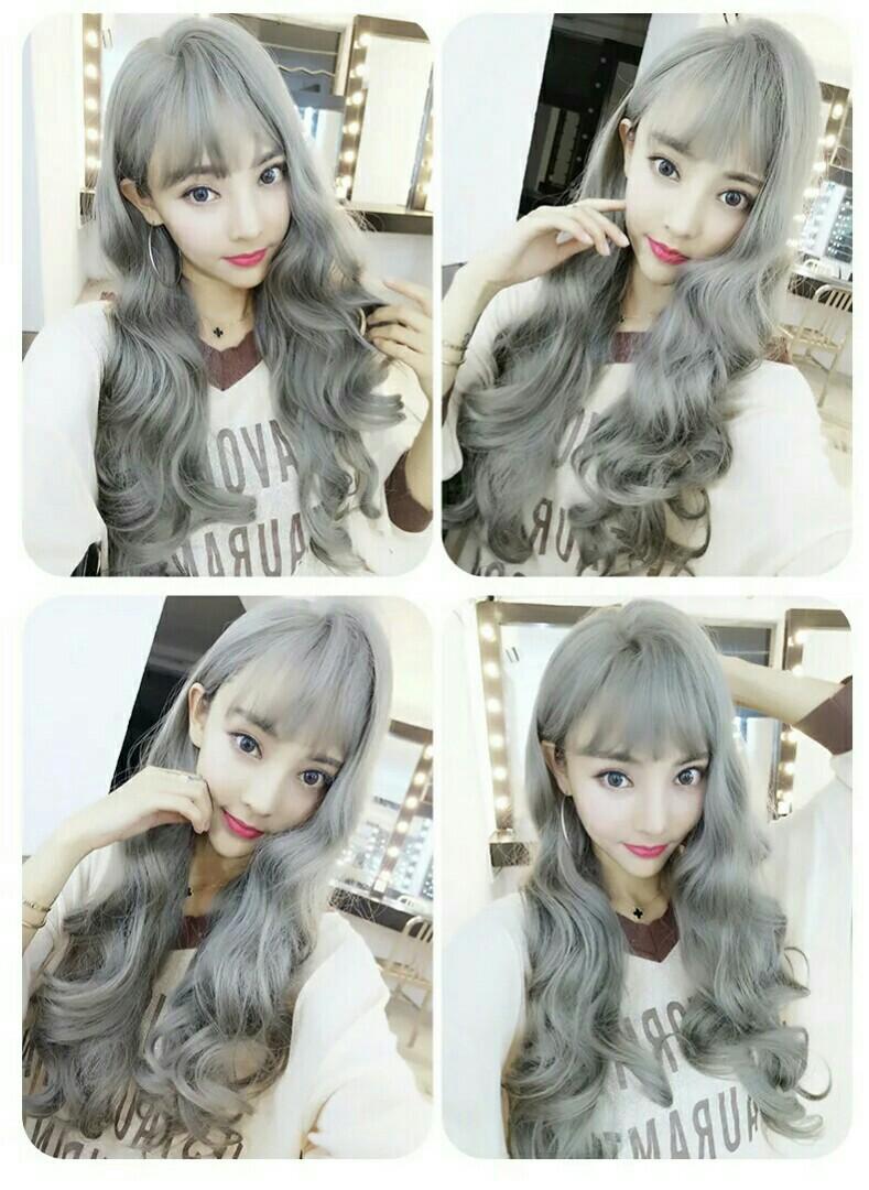 No Instocks Preorder Korean Air Bangs Wavy Long Full Head Wig