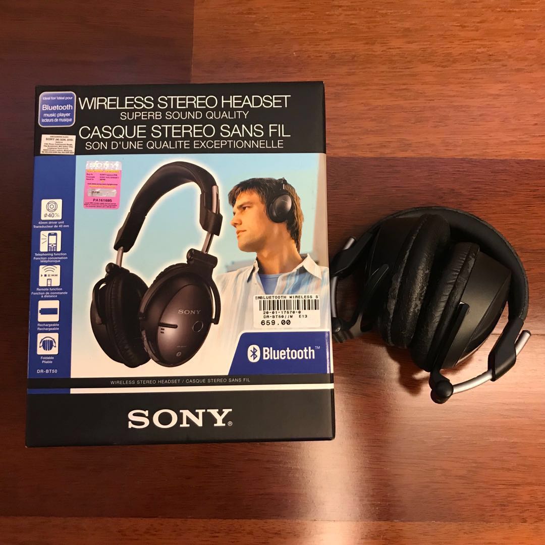  Sony Wireless Stereo Headset Bluetooth DR BT50 Audio Headphones 