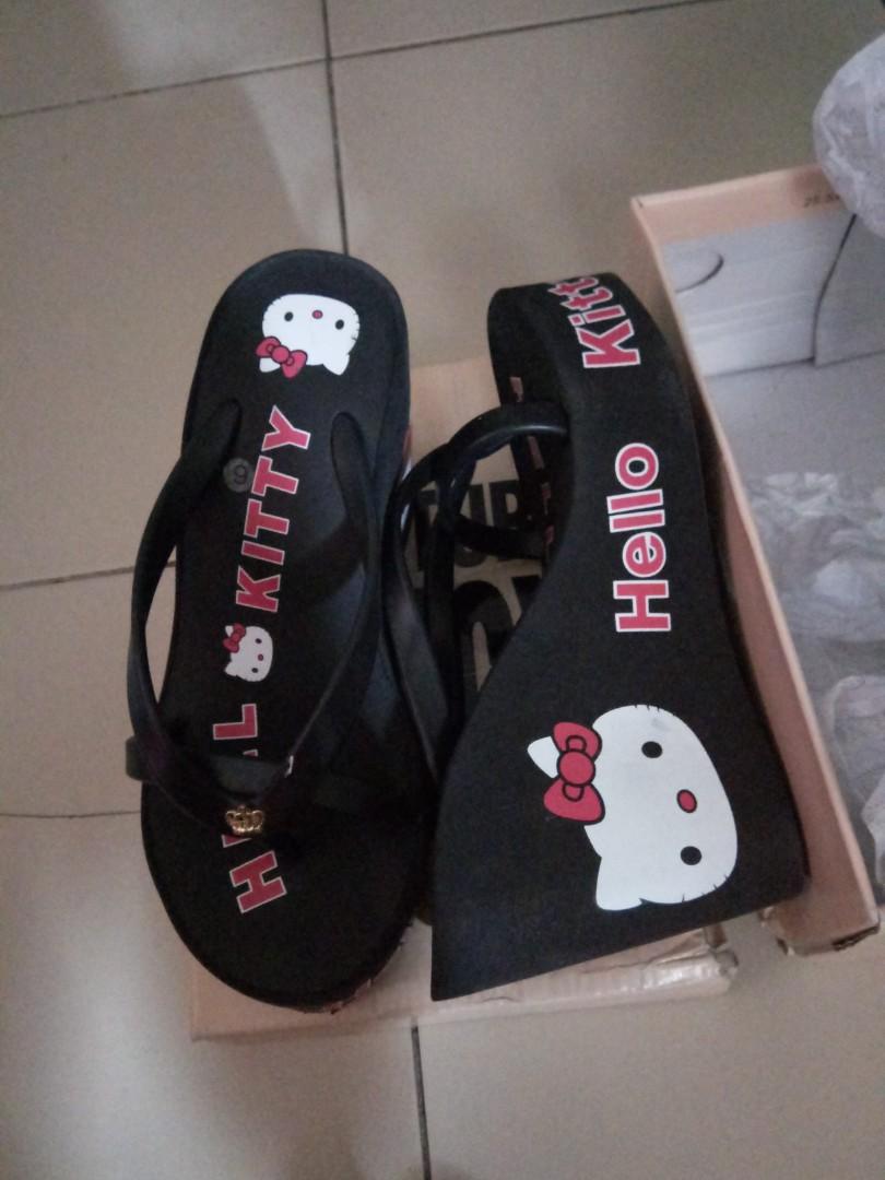 Summer new kitty flip flops female 11cm super pump wedge slippers