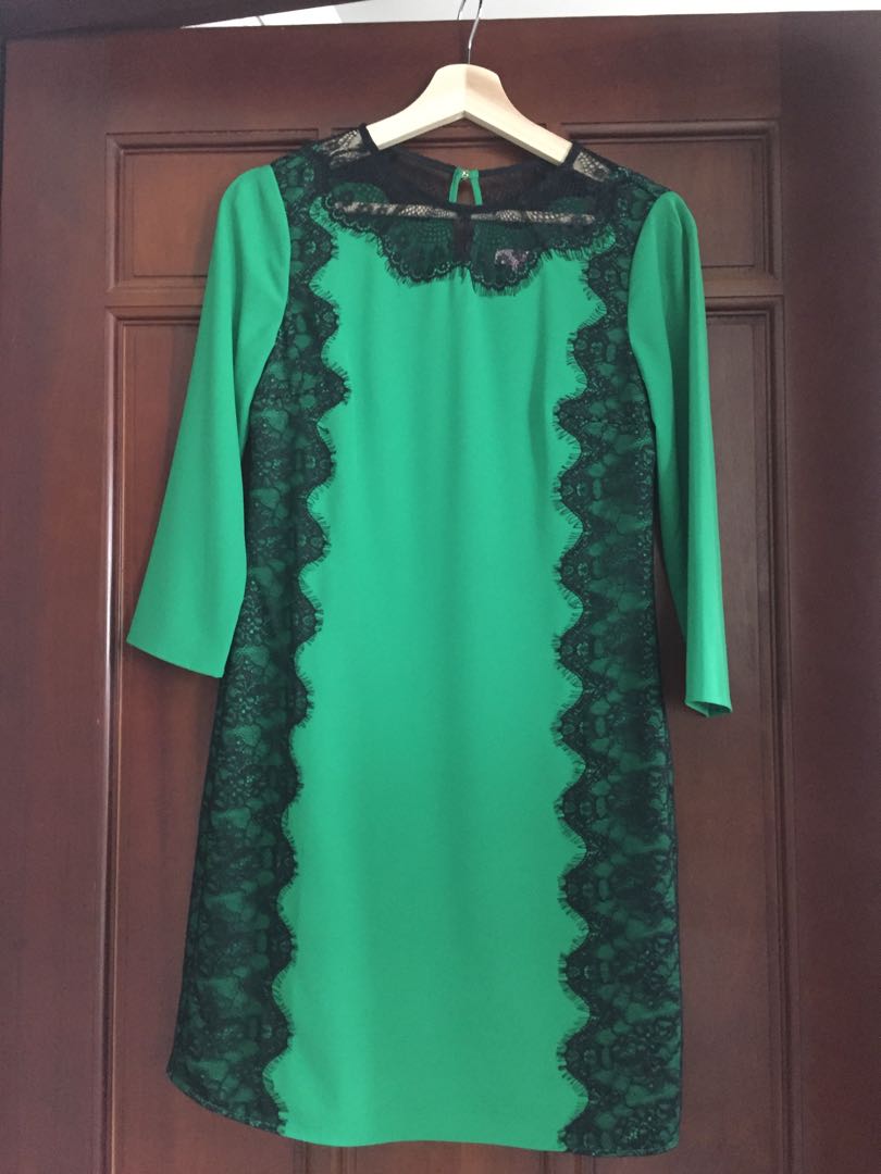 Ted baker green lace dress online